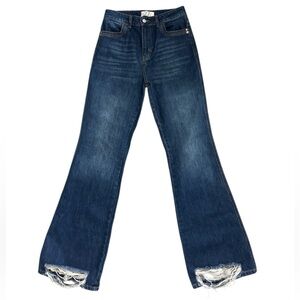 We The Free Indie Sleaze Boho Chic Dark Wash Flared Snatched Jeans 27/4 NWOT